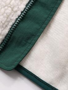 DAZY 女士秋冬宽松羊羔绒背心，商务休闲街头风立领外套，常规款女式外套 - 米色 - 查看 7