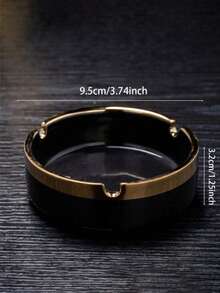 1pc Ceramic Gilded Luxury Ashtray, Home Decor (Slight Variation In Craftsmanship Between Batches, But Does Not Affect Usage), Back To School Supplies - White - View 4