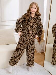 Sparklyn Mono con capucha con orejas de leopardo de moda y lindo para niña preadolescente, adecuado para usar en interiores y exteriores en invierno - Multicolor - Ver 4