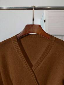 Franclia New Autumn/Winter High-Quality Elegant Versatile Soft White Cardigan For Women - Chocolate Brown - View 4