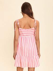 Coeurva Women's Color Block Striped Spaghetti Strap Dress - Pink - View 2