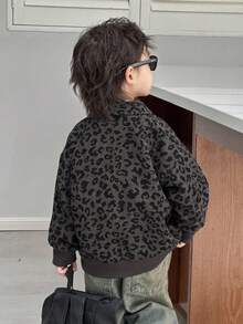 Dazy Kids 秋季休闲款幼儿男童宽松豹纹领运动衫