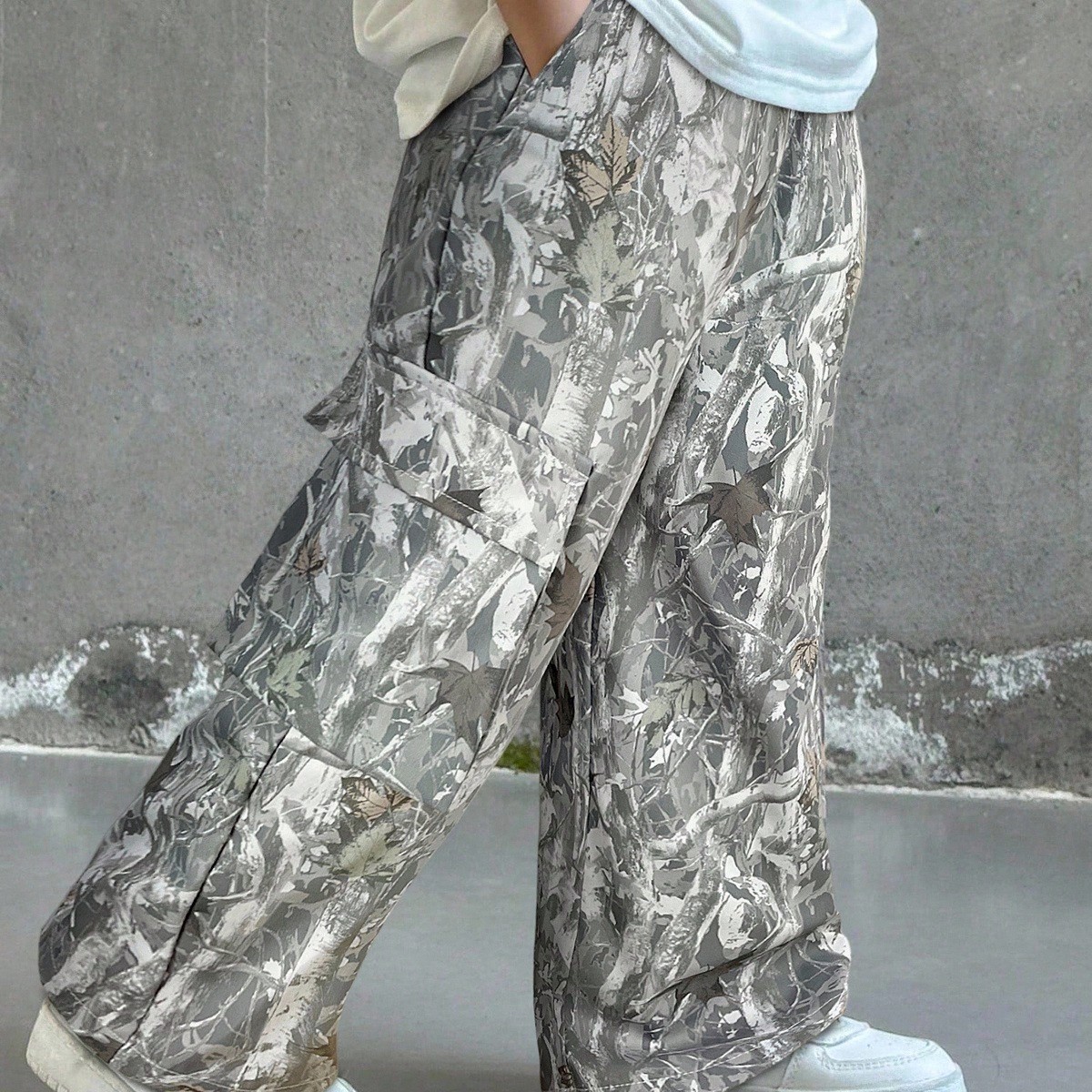 Pieza Pantalones rectos con cordón estampados cómodos y casuales para niños pequeños, adecuados para salidas, escuela, reuniones, primavera/verano