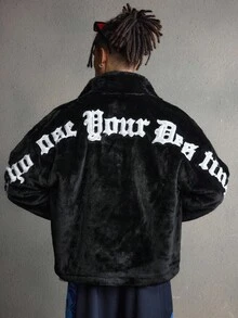 AXEPEAK Giacca casual da uomo con ricamo a lettera, autunno/inverno