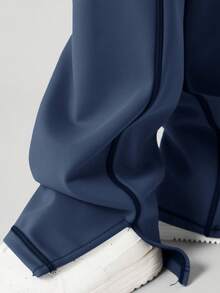 SUMWON Baumwoll-Jogginghose mit seitlichem Schlitz, Premium-Qualität mit Kordelzug, elastischem Bund und geradem Bein, für Winter, Herbst, Lässig, Komfort und Streetwear