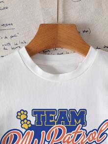 SHEIN | PAW Patrol Jeune garçon T-shirt d''été mignon avec imprimé lettres et chien