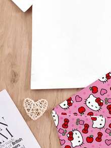 SHEIN Hello Kitty and Friends | Modeflare Wear Hallo Litty Cute Little Girl, Tween Girl Casual Minimalist Crew Neck Short Sleeve Pants Pajamas Set, Suitable For Summer, Parent-Child Activities, Sleepover Parties - Multicolor - View 6