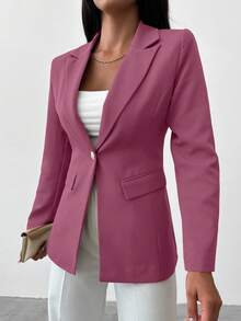 EURMUSE Women's Solid Color Waist Cinched Blazer, Suitable For Work - Rusty Rose - View 5