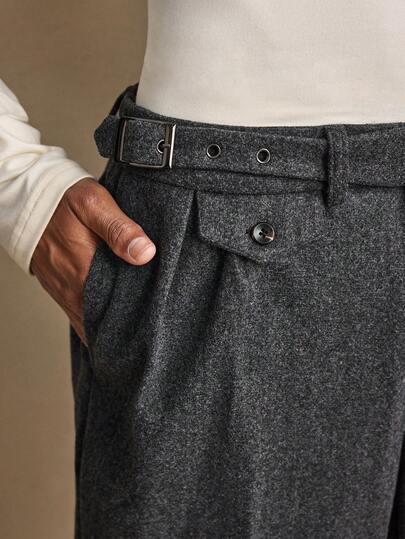 EASEVO 大码男士时尚休闲日常办公通勤褶裥直筒舒适裤