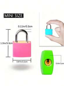 3/10 - Set Compact Colorful Plastic Padlocks With Keys.Padlock Small Padlock With Key For Luggage Lock, Fashion - Forward Multicolored Square - Shaped Design,Backpack, Gym Locker Lock, Suitcase Lock, Classroom Matching Game - Multicolor - View 6