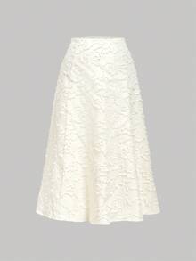 SHEIN MOD Plus Size Jacquard Textured Suit 2 Pieces Set, Sleeveless Blazer Jacket Paired With A-Line Skirt, Apricot Color - Apricot - View 11