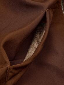 EMERY ROSE Plus Size Women Solid Color Long Sleeve Zipper Front Thermal Lined Hooded Casual Jacket, Autumn/Winter - Brown - View 5