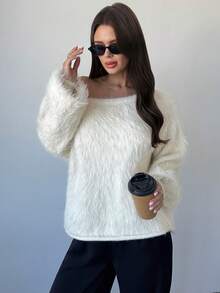 Firerie Áo len cashmere dáng rộng cổ trễ màu mơ, tay dài, mùa thu, dành cho giáo viên, sân bay, đa năng, phong cách quý tộc cổ điển dành cho phụ nữ, mùa thu dành cho phụ nữ, công sở dành cho phụ nữ, kín đáo, ấm áp mùa thu - Màu be - Xem 8