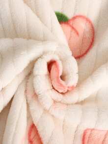 SHEIN 青少年女孩宽松休闲简约舒适桃色图案圆领套头衫和裤子羊毛厚睡衣套装 - 彩色 - 查看 3