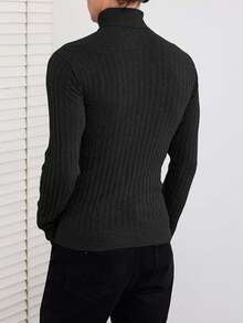 EURMUSE Herren einfarbiger Rollkragenpullover mit langen Ärmeln und Slim Fit, Herbst/Winter