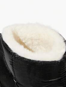 SHEIN 舒适时尚休闲亮面保暖雪地靴，轻便户外儿童靴，冬季 - 黑色 - 查看 7