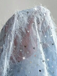 Elenzga Vestido elegante con mangas de murciélago con lentejuelas de talla grande, para uso en fiestas, primavera/otoño