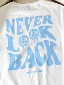 SWAVVY Men Slogan & Cartoon Graphic Tee & Drawstring Waist Shorts Summer Outfit, Couple Things