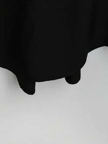 SHEIN Tall CURVE 大码女式法式休闲V领短袖夏季连衣裙 - 黑色 - 查看 3