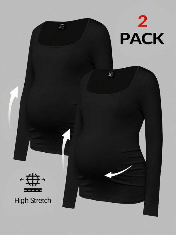 Modmama Maternity Casual Solid Color Long Sleeve T-Shirt, Autumn