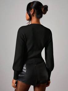 COSMINA Áo khoác cardigan cài nút bất đối xứng thanh lịch dành cho nữ, Thu/Đông - màu đen - Xem 7