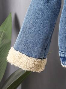 2025 Autumn/Winter New Boys Denim Jackets,Sherpa Lining Thermal Thick Denim Jacket,Vintage Washed Blue Slim Fit Kids Jeans Jacket,Back To School - Medium Wash - View 5