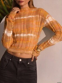 Glamine Multi-Color Ripped Floral Pattern Crew Neck Sexy Alluring Women Sweater - Multicolor - View 3