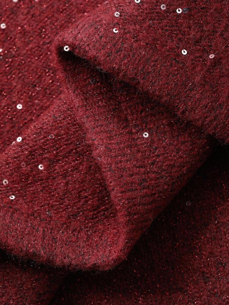 Women's Elegant Sequin Sweater Skirt, Autumn,New Year,Christmas Winter Women Skirts