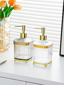 1 Stück eleganter Seifenspender, Pumpflasche für Toner auf der Arbeitsplatte, süßer Badezimmer Toner Behälter, nachfüllbare Shampoo- und Duschgelflaschen, Badezimmer Accessoires, Heimdekoration, Heimeinrichtung, Badezimmerdekoration, Herbstdekoration, Rückkehr zur Schule.