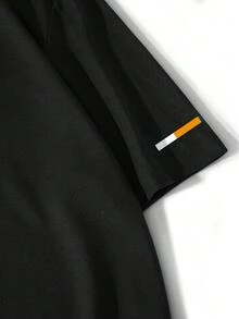 Manfinity Homme 男士休闲字母印花短袖T恤，夏季 - 墨綠色 - 查看 4