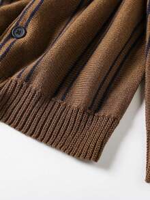 Manfinity Homme Men's Autumn/Winter Long Sleeve Cable Pattern Zip-Up Casual Knit Cardigan Fur, For Fall/Winter