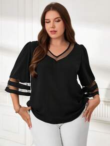 EMERY ROSE Top de malla unicolor - Negro - Ver 4