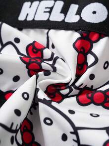 HELLO KITTY AND FRIENDS | SHEIN 1件装女士红色可爱卡通猫咪印花性感丁字裤，柔软舒适，可爱甜美 - 紅白色 - 查看 7