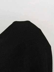 Calvaya 2 件套女士休闲纯色圆领长袖上衣和系带长裤，秋季 - 黑色 - 查看 7