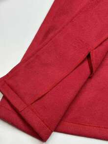 Elladie kids Áo khoác tay dài cài nút màu đỏ dễ thương, giản dị dành cho bé gái tuổi teen, chất liệu len đỏ tối giản, phong cách thu đông - Đỏ - Xem 6