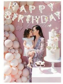 1 套，花蝴蝶生日快乐横幅，波西米亚风时尚花卉和蝴蝶生日字母，野花蝴蝶花园派对装饰，适合 1 岁、21 岁、30 岁、40 岁、50 岁、60 岁、70 岁生日派对 - 彩色 - 查看 8