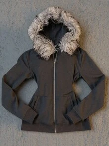 INAWLY Women's Casual Hooded Jacket, Comfortable Long Sleeve Fuzzy Hood Sweatshirt, Suitable For Daily Wear - Dark Grey - View 3