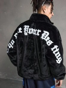 AXEPEAK Giacca casual da uomo con ricamo a lettera, autunno/inverno