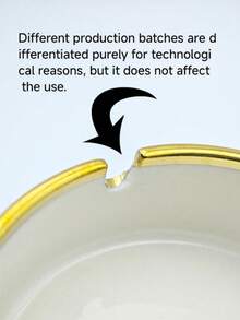 1pc Ceramic Gilded Luxury Ashtray, Home Decor (Slight Variation In Craftsmanship Between Batches, But Does Not Affect Usage), Back To School Supplies - White - View 9