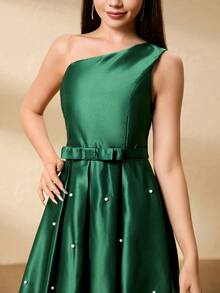 少女优雅腰部串珠下摆连衣裙，适合万圣节、圣诞节、派对、宴会、晚礼服 - 綠色 - 查看 7