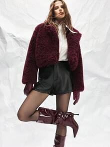 Mnmlis Stivali alla caviglia da donna colore rosso vino, moda versatile con tacco sottile/spesso, tacco alto, punta affusolata, stivali alti fino al ginocchio, adatti per autunno/inverno - Bordò - Visualizzare 5