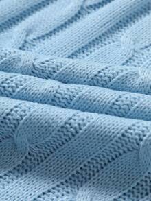 Manfinity EZcore Men Casual Cable Knit Cricket Sweater Vest , Fall/Winter - Baby Blue - View 6