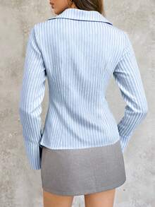 Flirla Women's Casual Solid Color Turndown Collar Long Sleeve Single-Breasted Office Shirt, Autumn Fall Cloth For Women - Multicolor - View 2