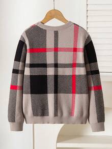SHEIN Vacaura Tween Boy Plaid Round Neck Long Sleeve Casual Loose Knit Sweater, Autumn/Winter Long Sleeve Autumn Boys Knitwear For Kids Striped Knit Top Kids Toddler Boy Sweater Kids Jumper Kids Cardigan Sweater 8 Years Old Boy Knitwear Sweaters For Teen Boys Knit Sweater Sweater For Tweens Sweaters For Teen Boys Boys' Plaid Knitted Sweater 
Boys' Colorblock Knitted Sweater Boys Plaid Sweater Long Sleeve Boys Sweater Boys Plaid Knitwear Boys Long Sleeve Knitwear For Autumn Boys Plaid Sweaters For Boys Long Sleeve Boys Autumn Knitwear For Boys Plaid Long Sleeve For Boys Autumn Boys Long Sleeve Long Sleeve Boy Sweater Long Sleeve For Autumn Boys - Khaki - View 2