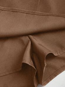 Sweetra Women's Fashion Metal Decor Mini Skirt Shorts - Coffee Brown - View 4