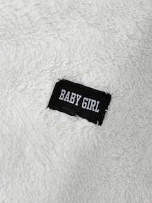 SHEIN 青少年女孩宽松休闲半拉链白色字母贴花运动衫，短款秋冬装 FoGirlen - 白色 - 查看 4