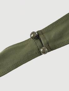 SHEIN MOD 女式休闲露背系带金属扣合身不对称下摆背心 - 軍綠色 - 查看 4