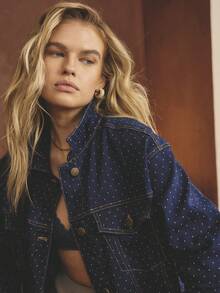 Aralina Women's Casual Long Sleeve Classic Button-Down Denim Jacket - Dark Wash - View 5