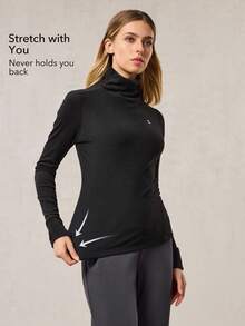 OutZeal Damska ciepła, miękka, szczotkowana koszulka z długim rękawem i kołnierzem typu cowlneck, na co dzień, na jesień i zimę