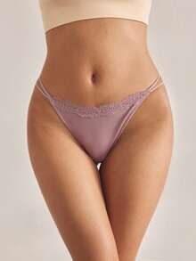 Ocili Paquete de 3 bragas de mujer minimalistas de 100% algodón cómodo con encaje a doble cara y elástico, de estilo elegante para el otoño - Multicolor - Ver 9